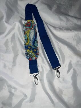 Blue Paisley Vera Bradley Padded crossbody adjustable bag strap with silver